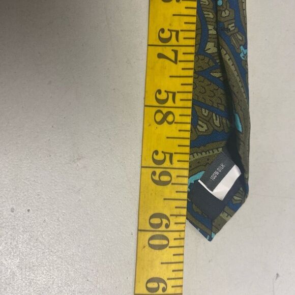 BONBOS Men’s Silk Tie‎ Green Blue - Picture 3 of 7
